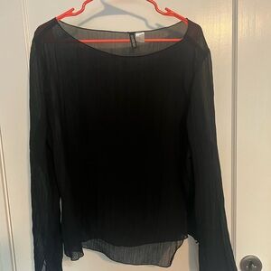 H&M Black Sheer Crinkle Blouse